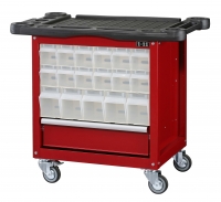Service cart with Dual sided bottom drawer