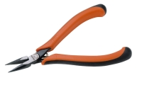 Ergo plier, snipe nose, smooth jaw, ergo sleeves with opening spring