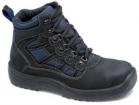 Black Redskin nubuck leather with navy fabric panel lace up hiker