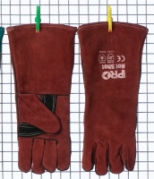 Red (rust) welders glove, Kevlar stitched, lined, welted