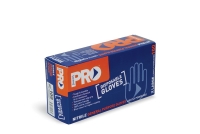 Disposable nitrile gloves, blue colour, lightly powdered.
