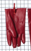 Red PVC glove, 27cm single dipped